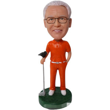 Custom golf bobblehead golfer with crow